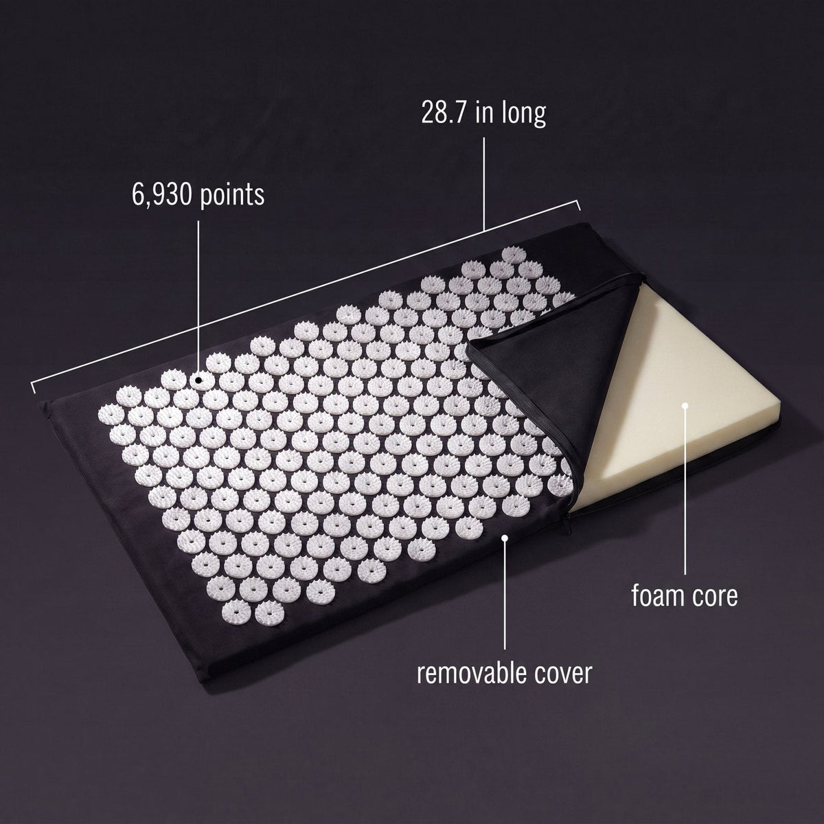 6,930 points, 28.7 in, removable cover, foam core